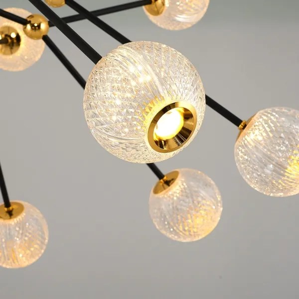 LED luster na tyči GELA 16xLED/5W/230V 3000K čierna/zlatá