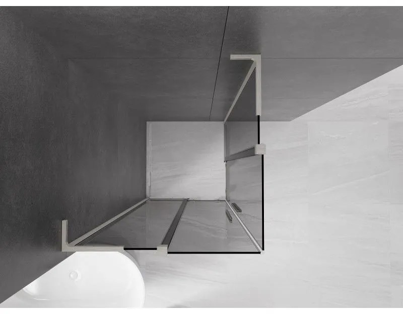 Mexen Velar L Duo, sprchový kút s posuvnými dverami 80 x 80 cm, 8mm šedé sklo, brúsená oceľ, 871-080-080-02-43-97
