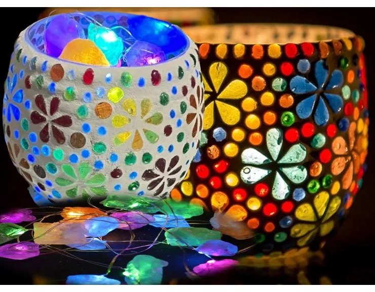 Mozaiková LED lampa gemstones - svietnik KEG KVETY JOY