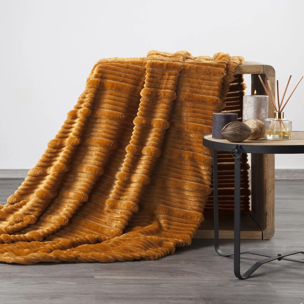 FLANELOVÁ DEKA NINA 150X200 CM MEDOVÁ