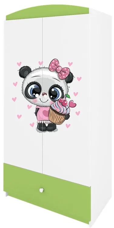 Detská šatníková skriňa BABYDREAMS Panda zelená