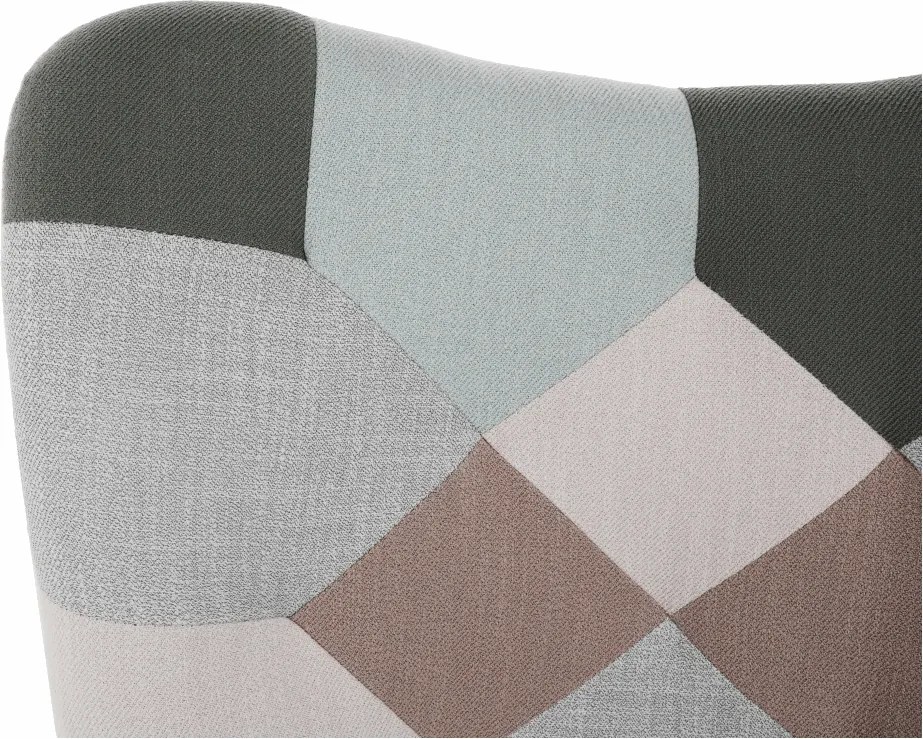 Hojdacie kreslo Geron - zelenobiely patchwork / biela / buk
