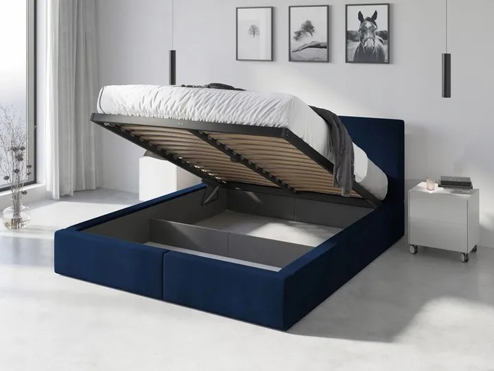 BMS GROUP Čalúnená posteľ HILTON 120x200cm výklopná modrá