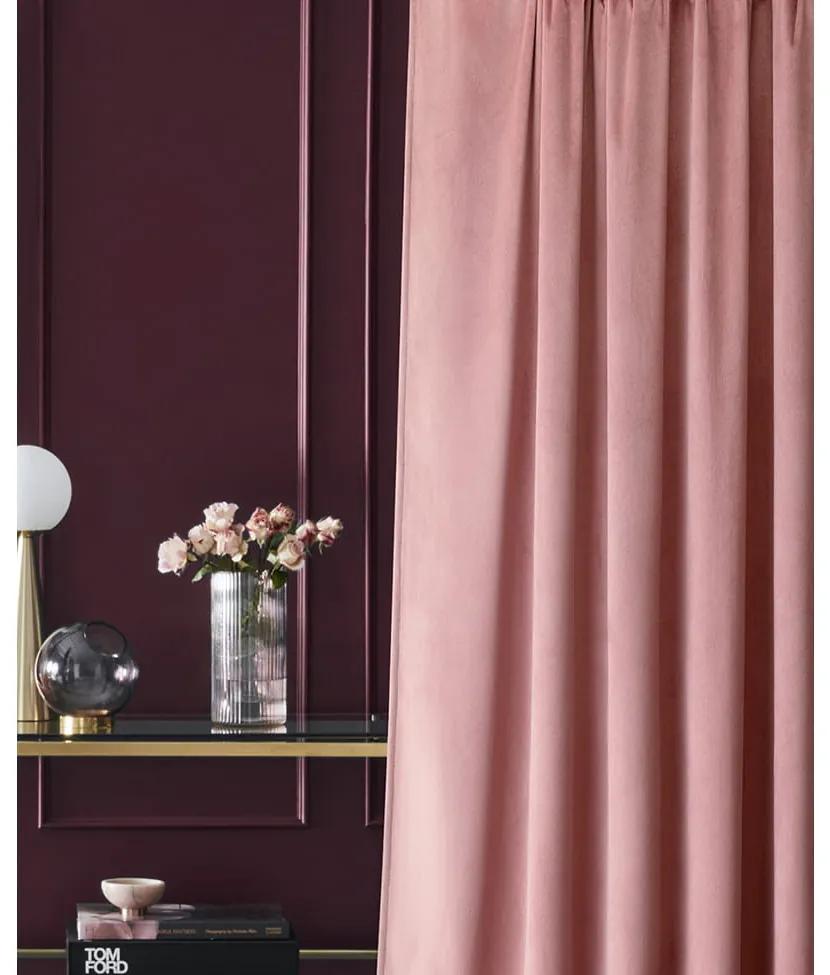 Room99 Hotový záves na krúžkoch CHARMY Jednofarebný Velúrový Zatemňovací Farba: Ružová/Strieborná, Veľkosť: 140 x 260 cm