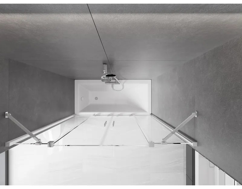 Mexen Velar Duo, 2-krídlová posuvná vaňová zástena 150 x 150 cm, 8mm číre sklo, chrómový profil, 896-150-000-02-01