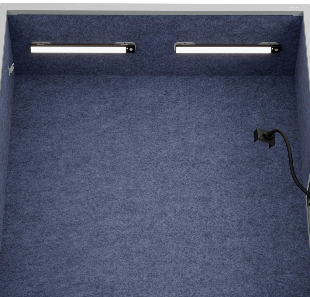 Akustická kabína SALLY MentalBox 1150 mm – sivý korpus, tmavomodré sedadlo