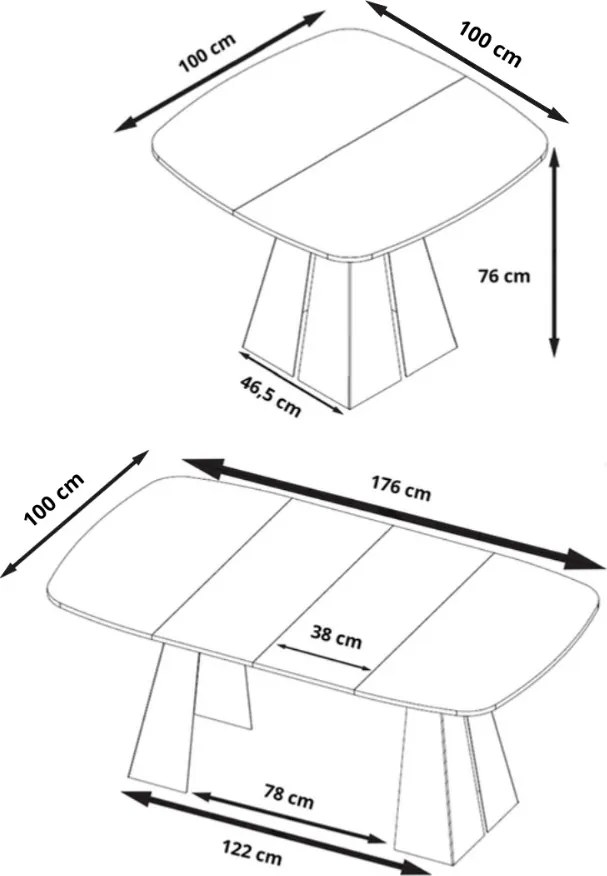 Dizajnový rozkladací jedálenský stôl SUDE 100/180 - 120/200 cm Veľkosť stola: 100 - 180 cm