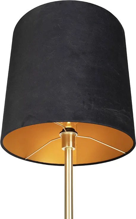 Klasická stojaca lampa mosadz s čiernym tienidlom 40 cm - Simplo