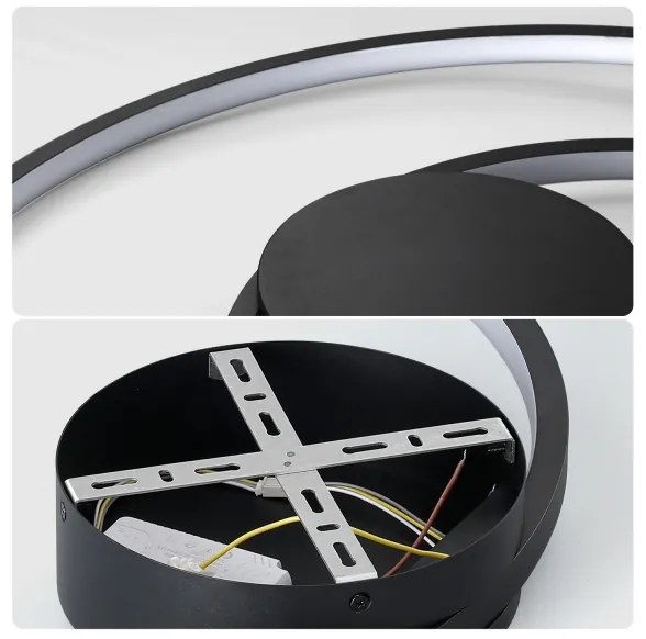 Brilagi- LED stmievateľné stropné svietidlo TWISTER LED/48W/230V pr. 50 cm čierna + diaľkové ovládanie