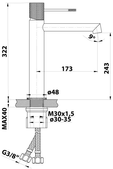 Sapho - Umývadlová batéria SOLARIS 32 cm matná čierna