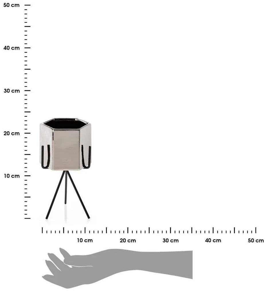 Kvetináč na stojane Sashi 21 cm strieborný
