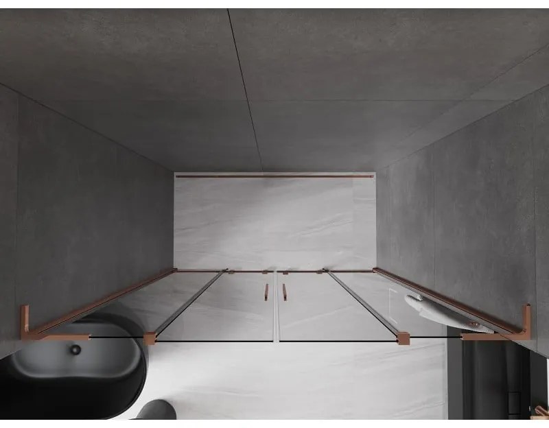 Mexen Velar L Duo, posuvné sprchové dvere do otvoru 180 cm, 8mm šedé sklo, ružové zlato, 871-180-003-42-60