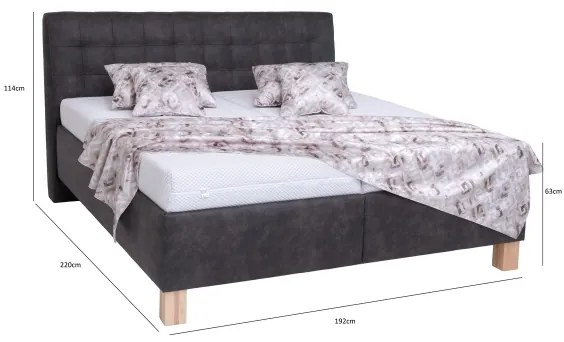 Čalúnená posteľ s matracom a úložným priestorom VIOLET 180x200 cm tmavosivá