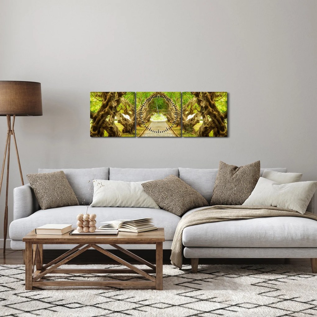 Obraz - Živý tunel z plumérií (s hodinami) (90x30 cm)