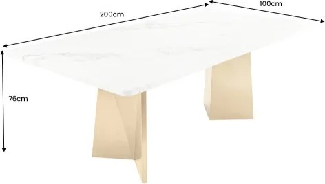 Jedálenský stôl Luxury 45929 200x100cm Biely Mramor  - Komfort-nábytok
