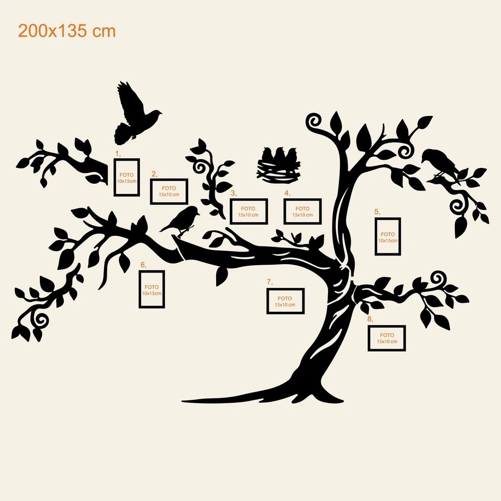 DUBLEZ | Rodostrom na stenu z dreva - Vtáčiky