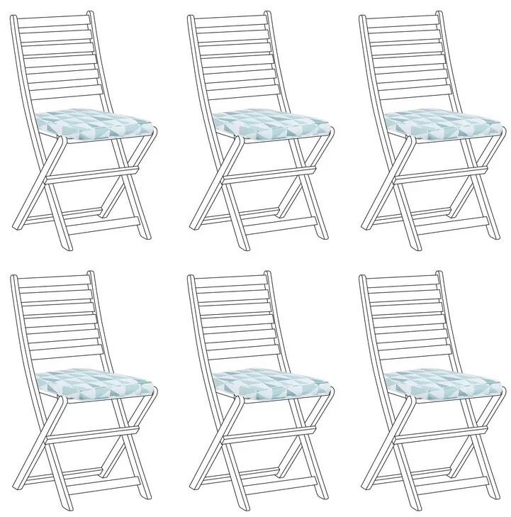Sada 6 vankúšov na záhradné stoličky modrá/biela TOLVE Beliani