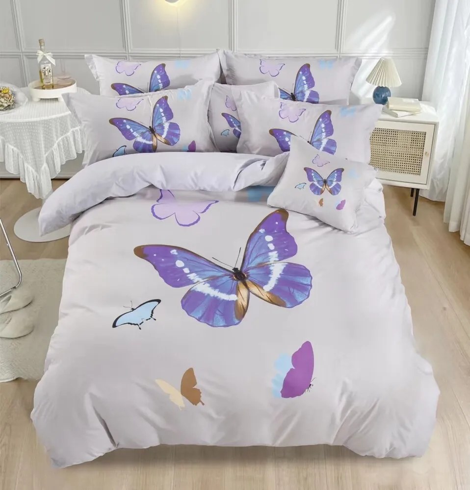 Obliečky Homa VARIA violet BUTTERFLY 7-dielna sada 140x200 cm