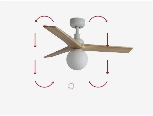 FARO 34281-11L - Stropný ventilátor KLIM S 1xE27/15W/230V borovica/biela + DO