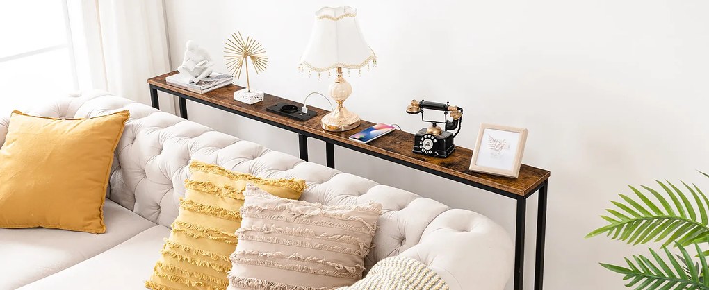 Konzolový stolek Vasagle Nerry s nabíjecí stanicí 180 cm černý/hnědý