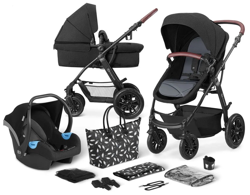 Kombinovaný kočík Kinderkraft 3v1 XMOOV - Black