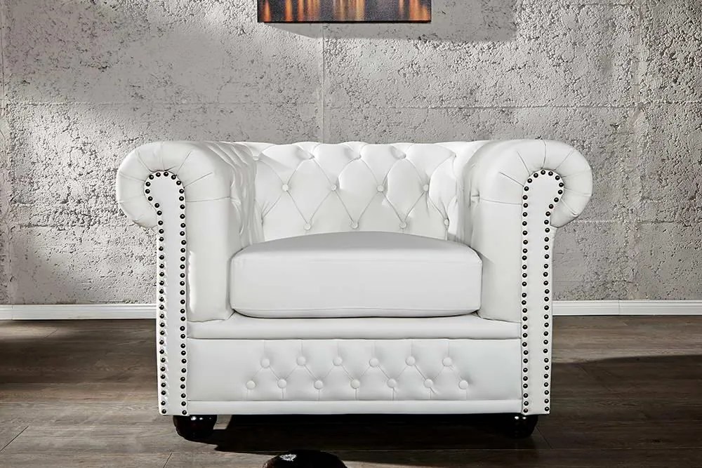 Luxusné kreslo Chesterfield II biele