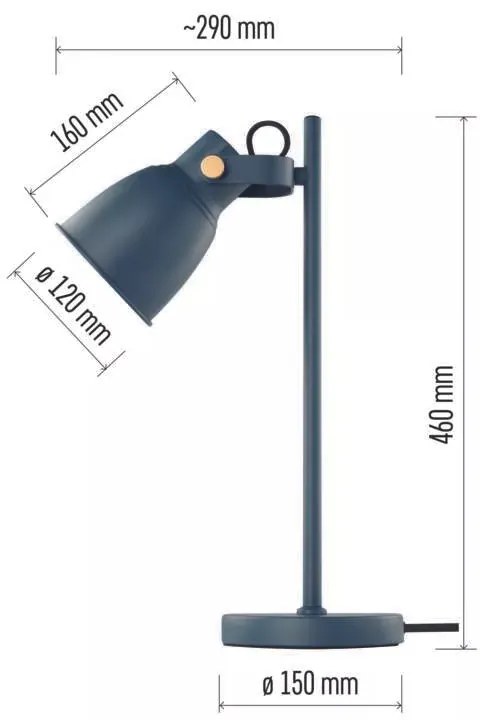 EMOS Modrá stolová lampa pre žiarovku E27 Z7621BL