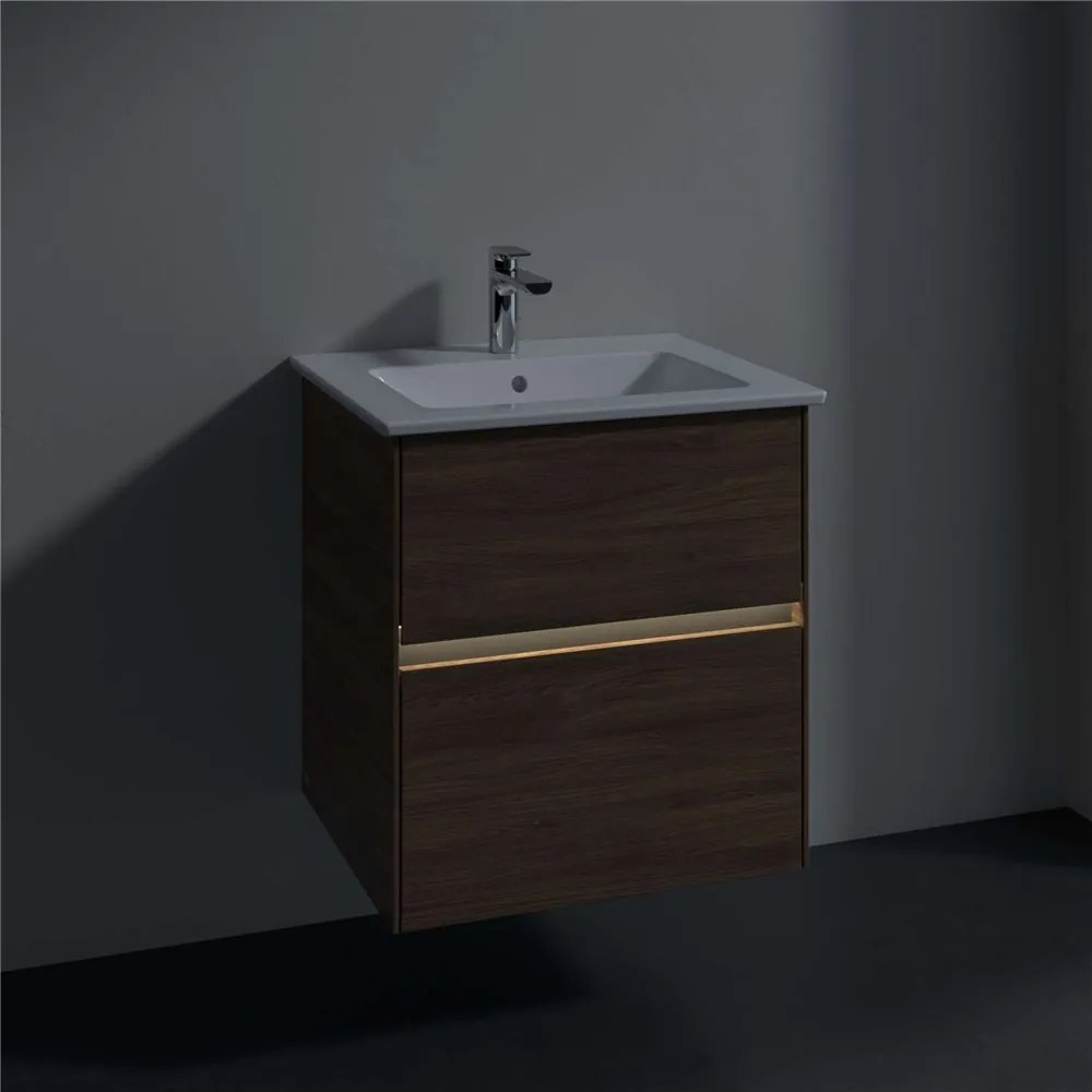 VILLEROY &amp; BOCH Collaro závesná skrinka pod umývadlo, 2 zásuvky, s LED osvetlením, 561 x 480 x 610 mm, Arizona Oak, C142B0VH