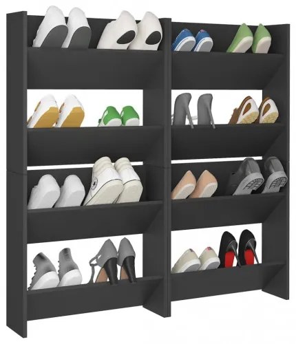vidaXL Nástenné skrinky na topánky 4 ks sivé 60x18x60 cm drevotrieska-