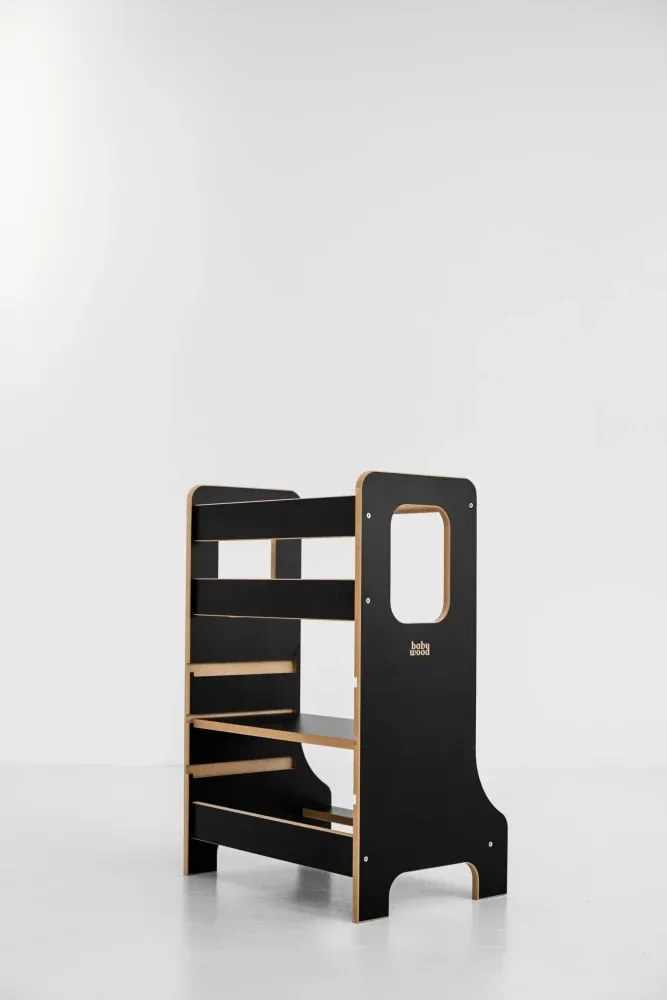 Učiaca veža Montessori pre súrodencov čierna