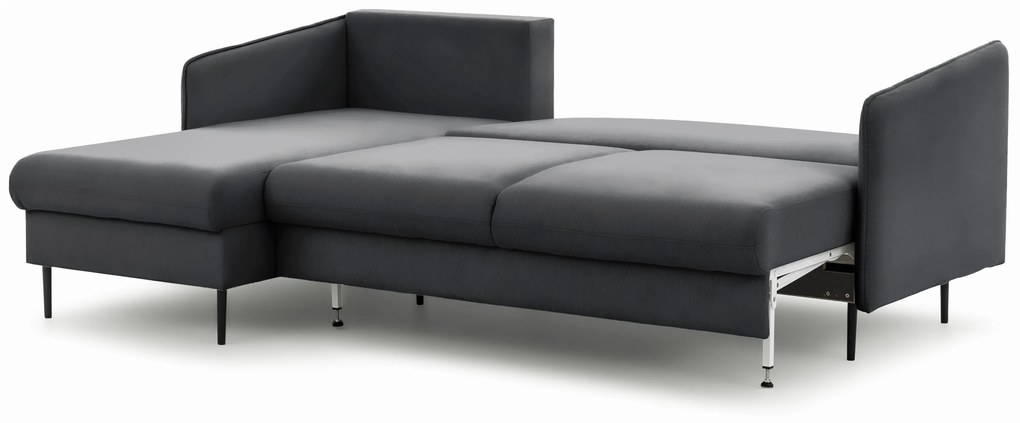 Rozkladacia rohová sedačka Taila Mini ľavá - šedý zamat Velluto 18 / čierne nožičky