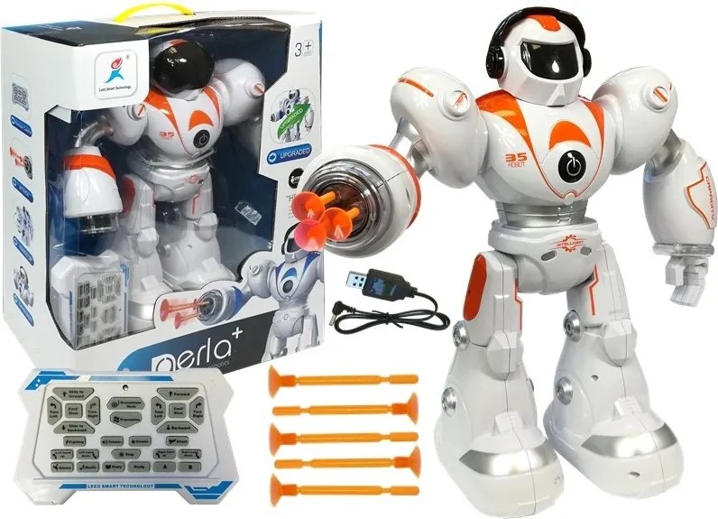 LEAN Toys Diaľkovo ovládaný robot oranžovej farby