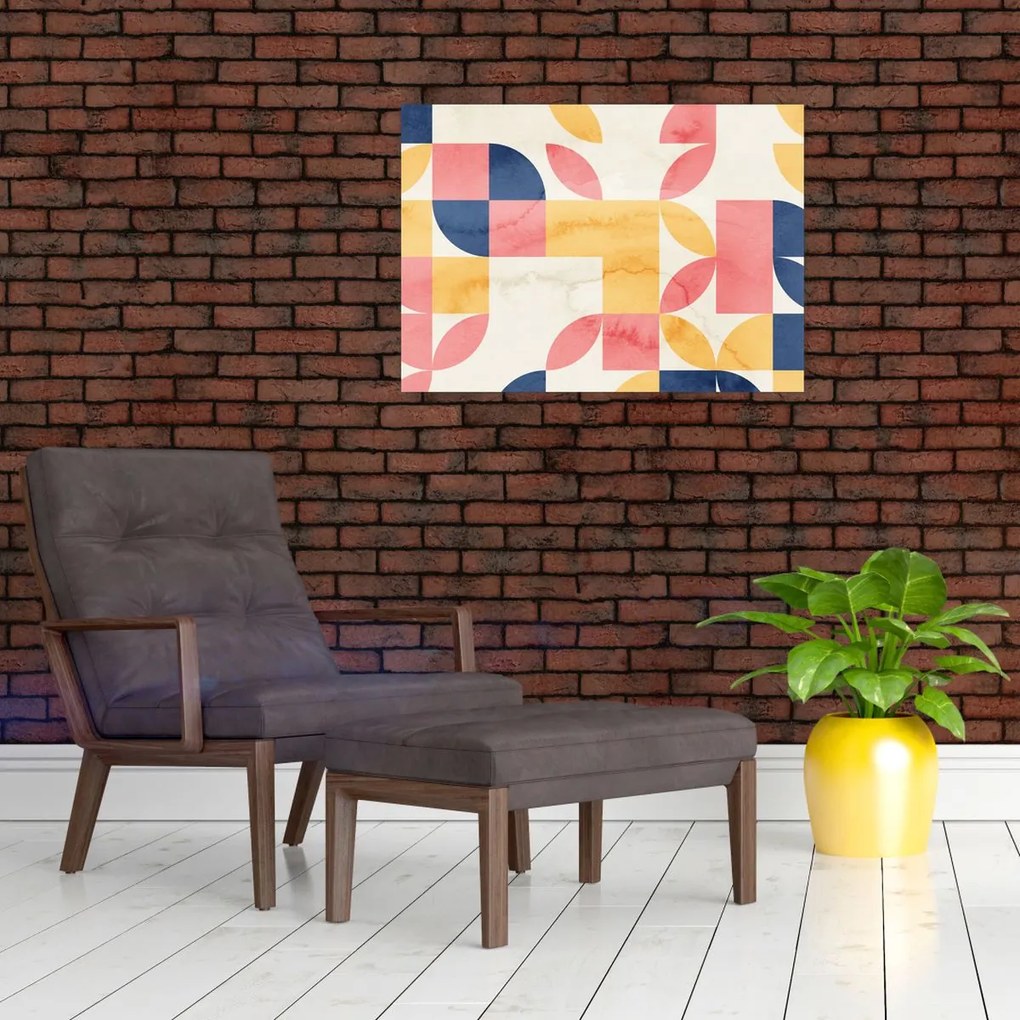 Sklenený obraz - Abstrakcia s retro vzormi (70x50 cm)