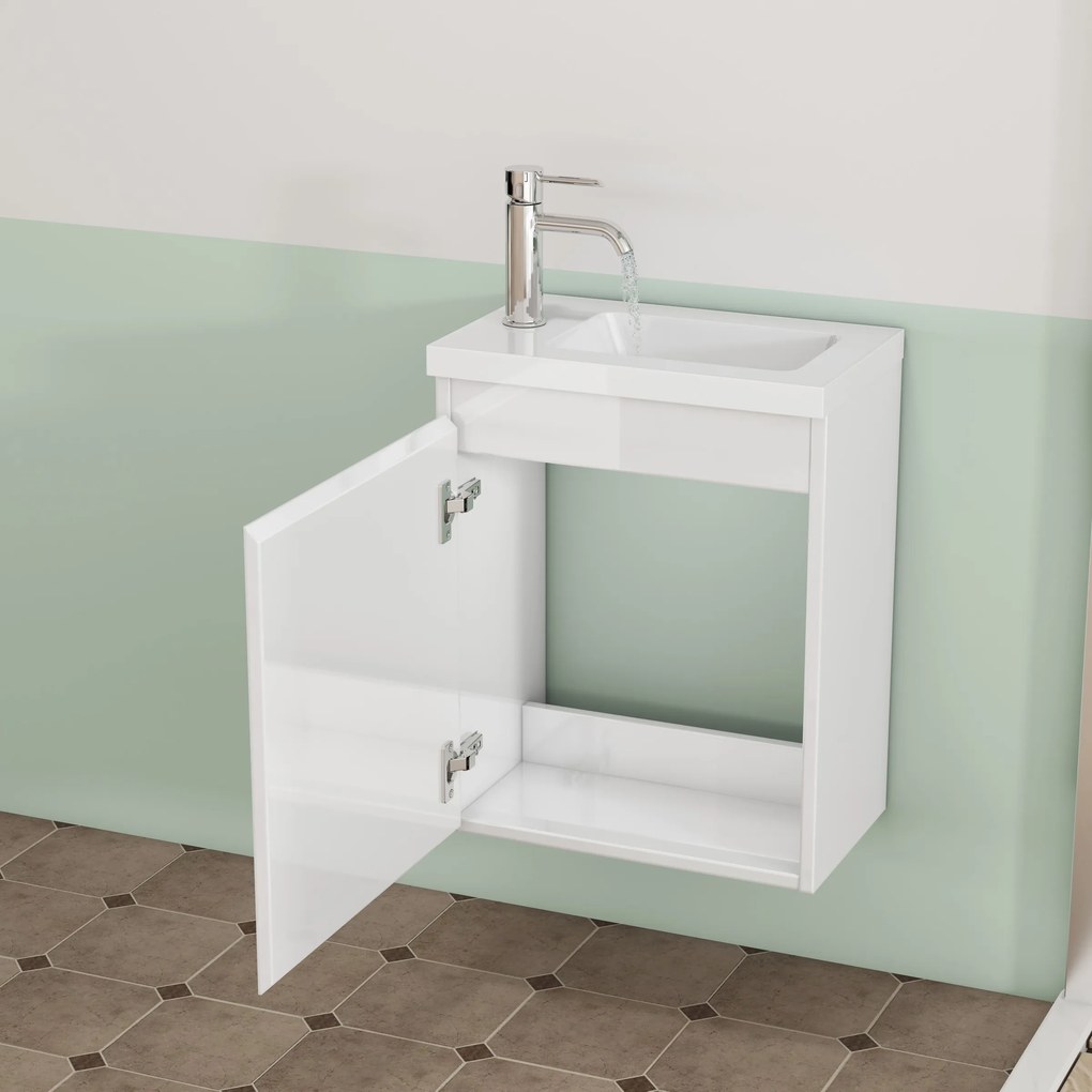 Závesná skrinka s umývadlom Houseland Elara 40 cm biela