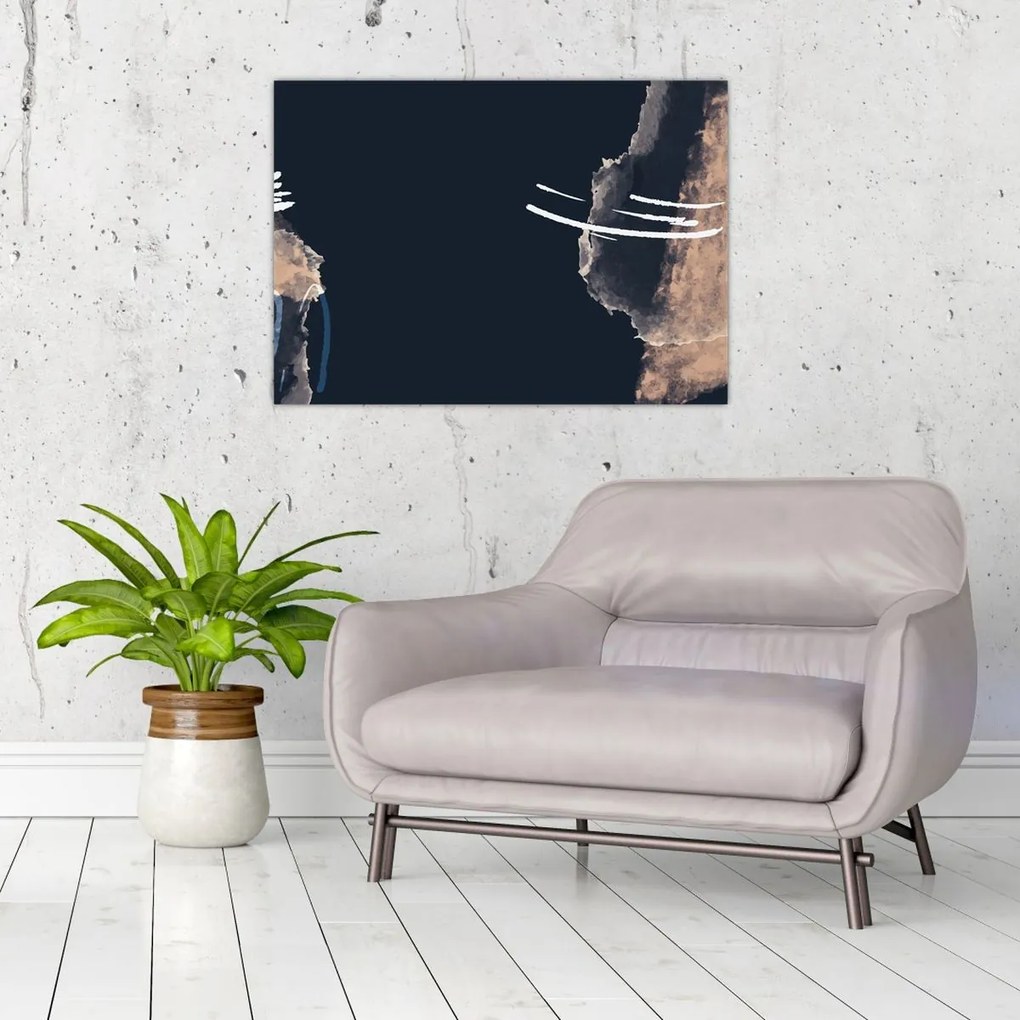 Obraz - Tmavomodrá abstrakcia (70x50 cm)