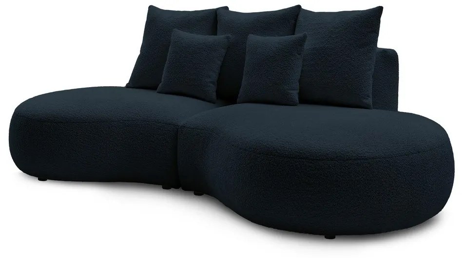 Tmavomodrá pohovka z textílie bouclé 260 cm Saint-Germain – Bobochic Paris