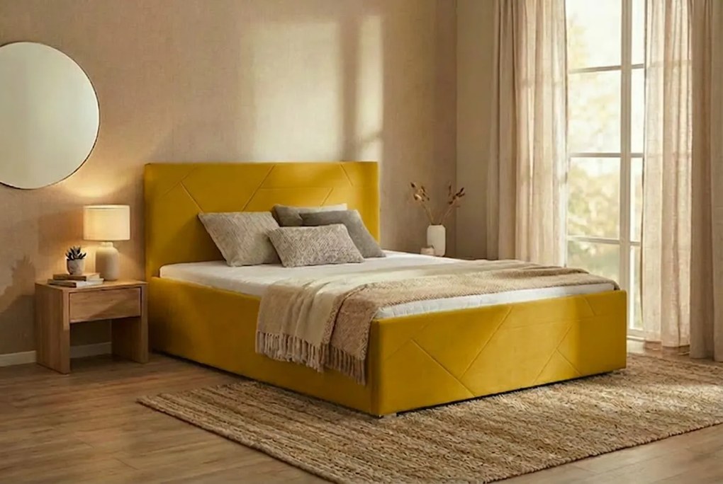 Postel TONY 120x200 cm Žltá Bez matraca
