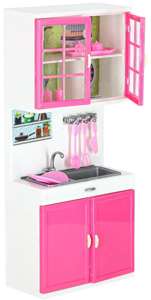 KIK Kuchynka s nábytkom pre bábiky LED zvuky