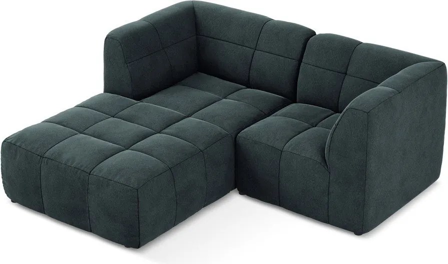 Modrá zamatová rohová pohovka (ľavý roh/s leňoškou) Aloha – Makamii