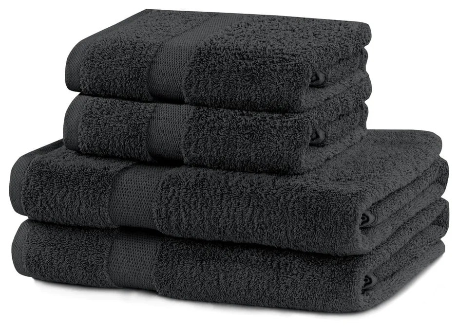 Tmavosivé froté bavlnené uteráky a osušky v súprave 4 ks Marina – Restilo