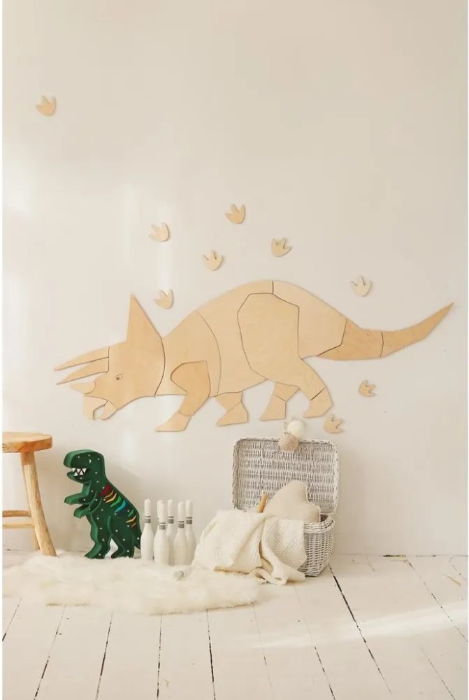 Drevená nástenná dekorácia Origami Triceratops – dinosaurus do detskej izby M