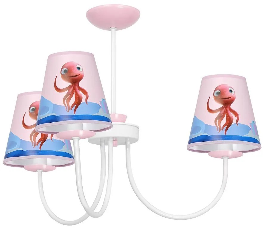 Detský luster Lola, 3x plastové tienidlo so vzorom, w/p