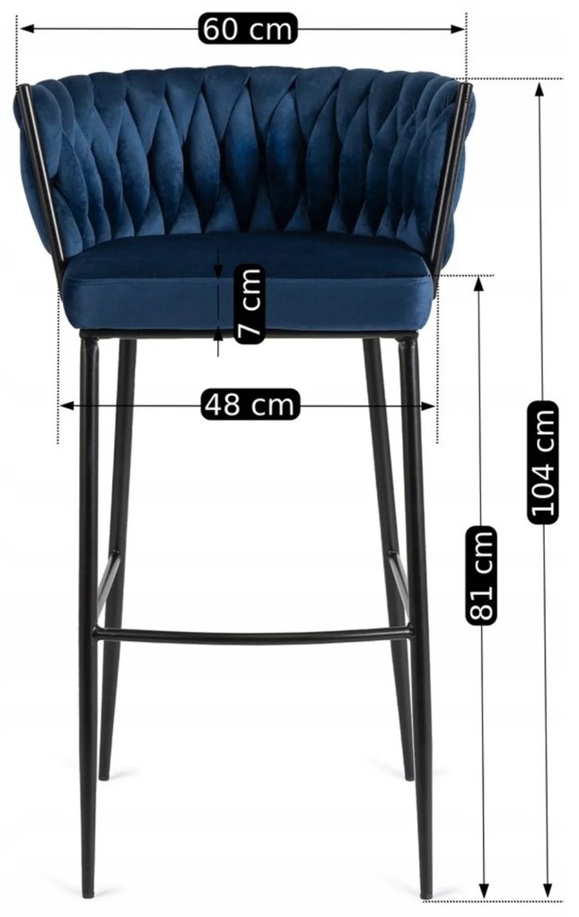 Barová stolička Flores 60 cm čierna/modrá