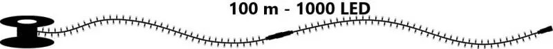 DECOLED LED světelný řetěz 100 m, teple bílá, 1000 diod, IP67, Easy Fix