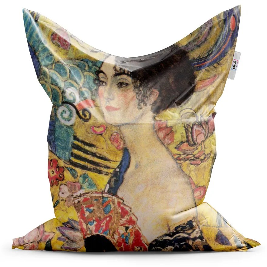 Sablio Sedací vak Dáma s vejárom - Gustav Klimt - 150x100 cm