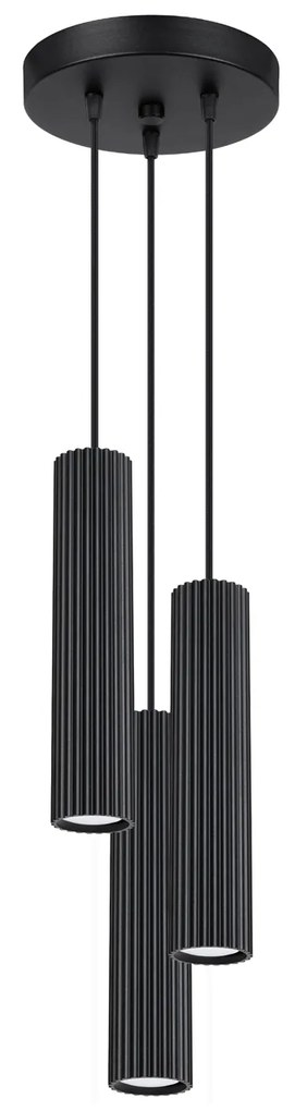 Závesné svietidlo Karbon, 3x čierne kovové tienidlo, o