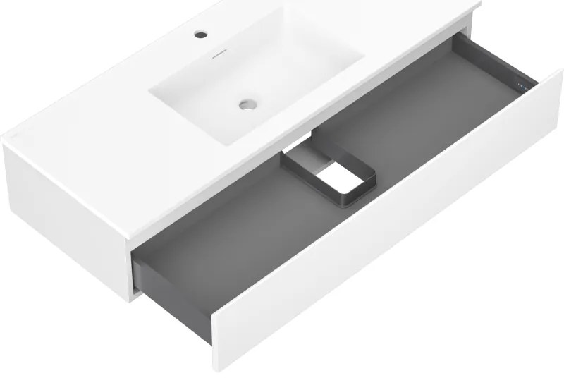 Mexen Orio, kúpeľňová skrinka 120 cm s umývadlom Otis, 1 zásuvka, biela matná, 91A10-12023-1-BF01-W18M01