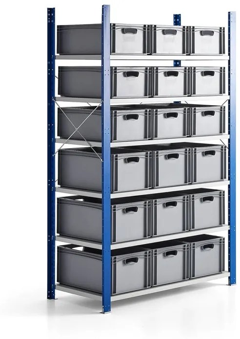 Regál MIX s 18 plastovými prepravkami AJ EURO