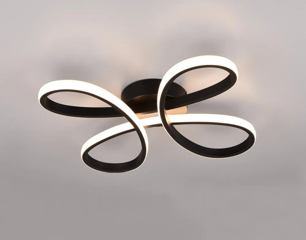 Čierne LED stropné svietidlo 40x40 cm Fly – Trio
