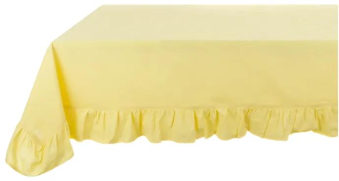 Bavlnený obrus v krásnej žltej farbe s volánikovým lemom v schaby chic romantickom štýle 150 x 220 cm Blanc Maricló37235